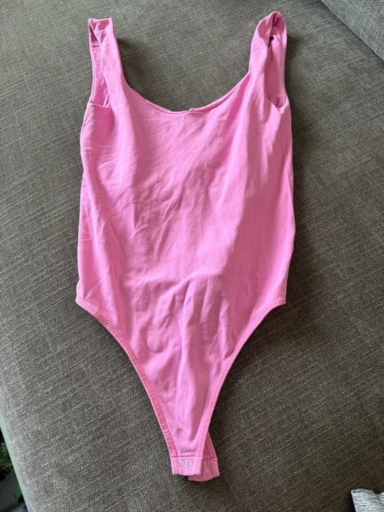 Free People Bright Pink Scoop Neck Bodysuit - Picture 2 of 3